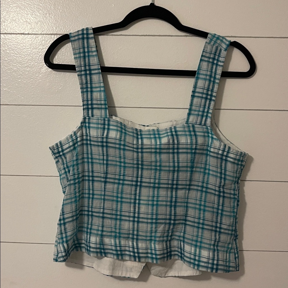 NWT Maeve Anthropologie Square Neck Button Front Crop Tank Top Size M - Picture 3 of 5